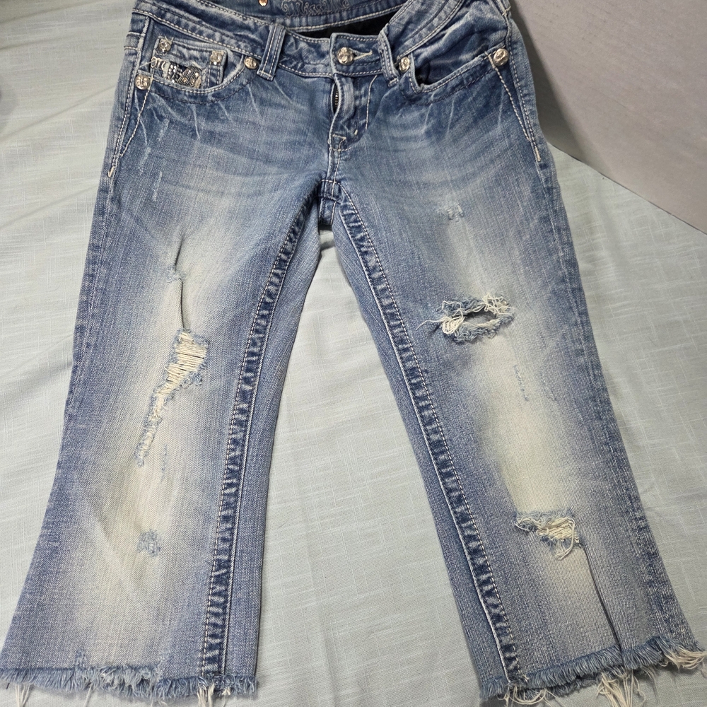 Miss Me Light Blue Distressed Cropped Jeans